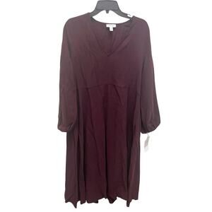 Nordstrom empire waist oversized dress in burgundy Size XL